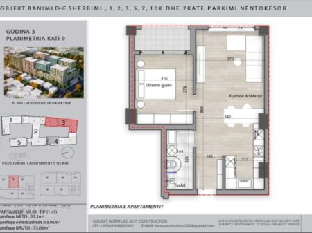 OCCASION! APARTMENT 1+1 FOR SALE - PORCELAN, TIRANA