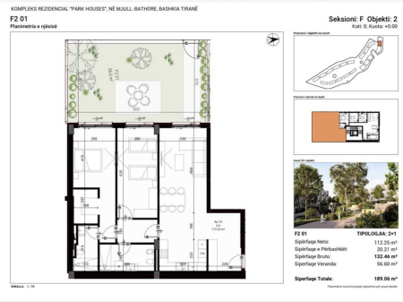 Apartament 2+1 me verande te Park House Residence