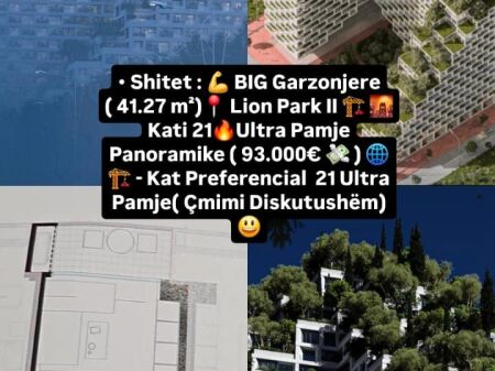 Shitet: 💪 BIG Garzoniere ( 41.27 m²)📍 Lion Park II 🏗️ 🌇 Kati 21🔥 Ultra Pamje Panoramike ( 93.000€ 💸 ) 🌐