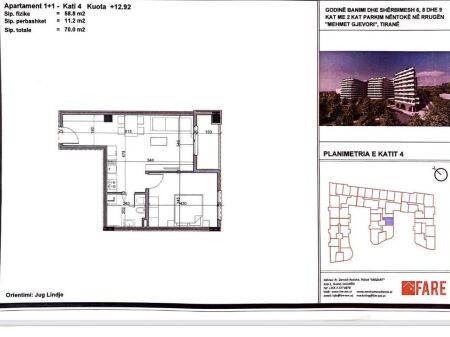 SHITET: 1+1📍Paskuqan (Aluna Complex) - Orientim: Jug🌞 - 84,000€ - Sp.70m² - Kt.4 || 10 minuta larg Qendres se Tiranes🏃🏻‍♂️ - 🔥PAGESE ME KESTE🔥