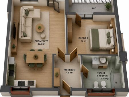 hitet Apartament 1+1 në Kompleksin Mangalem (Godinë e Veçuar)
