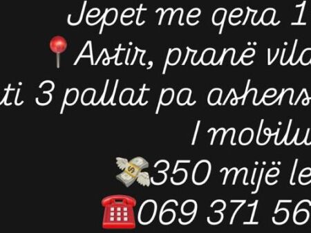 Appartamento in affitto 1+1- 📍Astir, vicino a Vila L - 350 mila lek