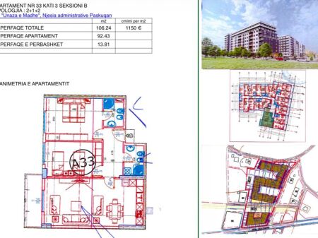 2+1+2 apartment for sale in Paskuqan.