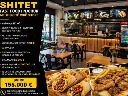 BUSINESS FOR SALE (FAST FOOD) 187M2 "ASTIR" 155,000 EURO