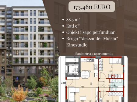Appartamento 2+1 in vendita – Kinostudio, Tirana