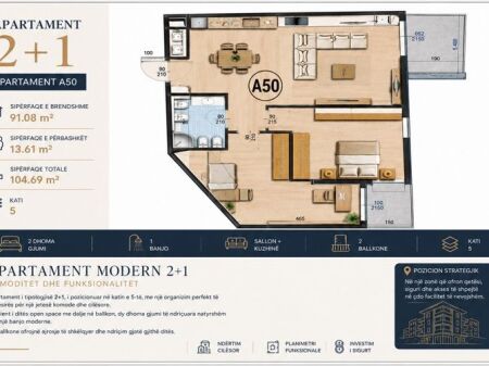🏡 Apartment 2+1 for sale | 104 m² | Residenca Sanel | Paskuqan